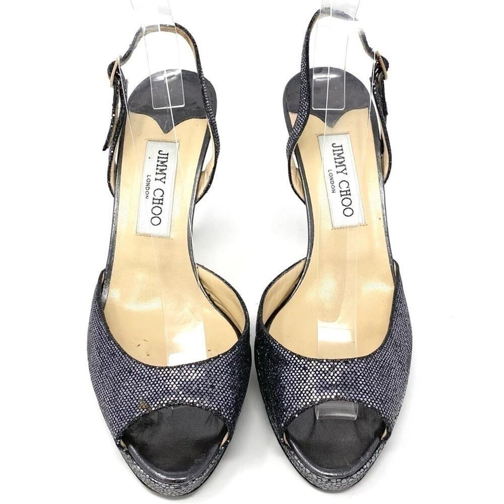 Jimmy Choo Shoes Sandals Heels Pumps Metallic Silver 39.5 or US 9